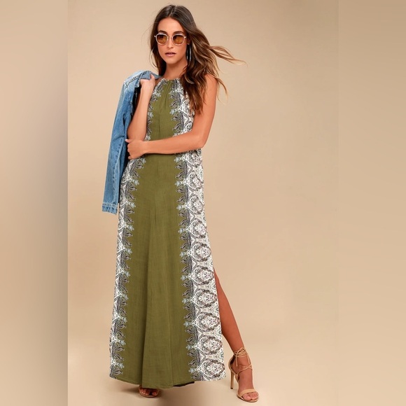 O'Neill Dresses & Skirts - NWT - O’Neill Brinkley Olive Green Print Maxi Dress - Size S